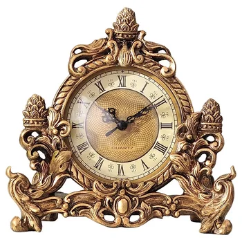 

christmas European clock creative resin clock vintage living room fashion ornaments bedroom luxury tabletop mute clocks and wat