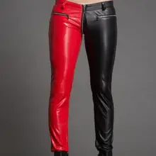 28-39 Горячая Весна Мужская Новая мода персонализированные высокого класса индивидуальные контрастная плотная молния сумка pu кожаные брюки