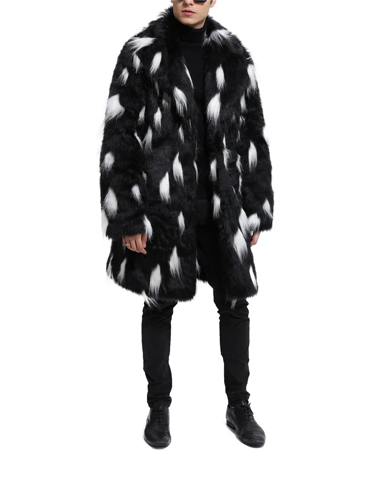Fashion Europe and the United States popular faux fur suit collar long coat fur coat male 2018 autumn and winter new (4)