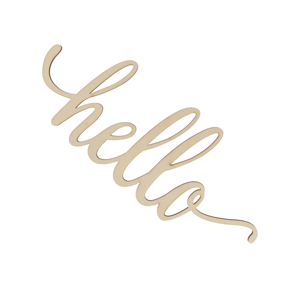 Rustic Wooden hello Plaque Gift Sign Art wooden Cutout Home Wall Decoration