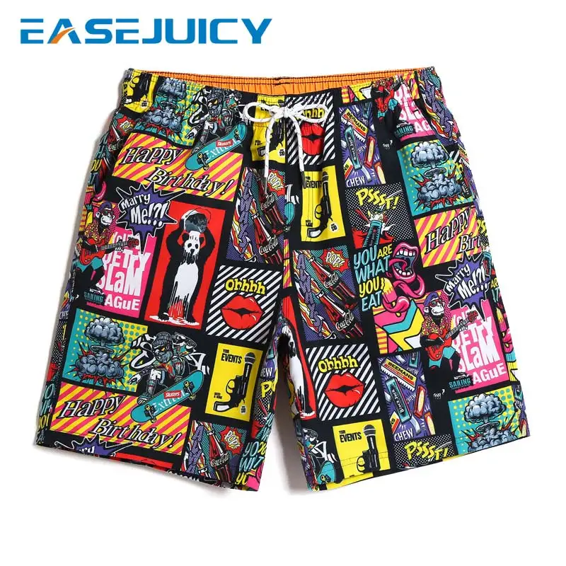 

2019 Men's bathing suit quick dry surfboard beach shorts plus size hawaiian bermudas printed swimwear board shorts mesh