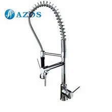 AZOS кухонный кран для раковины, латунный пружинный вытяжной носик с одним отверстием, хромированный лак, Горячий Холодный Смеситель CFDH010