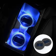 Светодиодный Противоскользящий коврик для Лада Калина Гранта, автомобильный держатель для подстаканника с солнечной зарядкой, водонепроницаемая сенсорная бутылка, синяя атмосферная лампа, 2 шт
