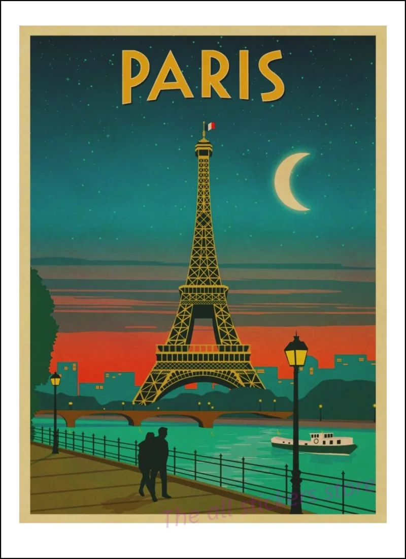 Париж/Рим/Венеция/LOND0N/художественный плакат для путешествий винтажные настенные наклейки-постеры для путешествий украшение для дома/9003 - Цвет: 6