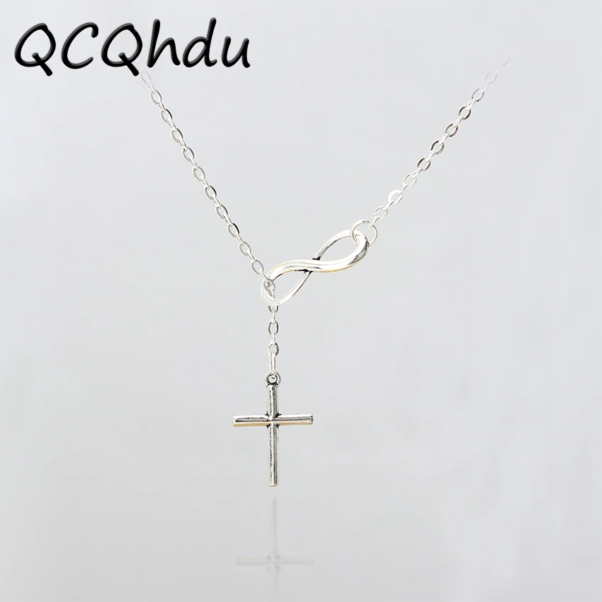 

Hot Selling New Minimalist Infinity Symbol Luck 8 Cross Pendants Necklaces for Women Clavicle Jewelry