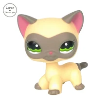 pet shop lps toys 1116 Short Hair Cat Yellow Kitty With Red Ears Animal Figure Free