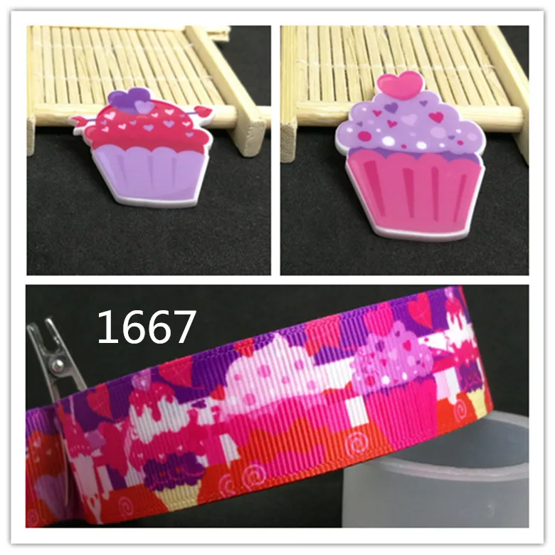 

7/8inch 100yard ribbon and 100pcs resin 1 set printed cartoon printed ribbon and resin RTS1667
