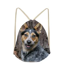 3D с изображением австралийской овчарки на заказ для мальчиков и девочек Сумка на шнурке для влюбленных собак на каждый день сумки с карманами маленькая школа Mochilas Escolar