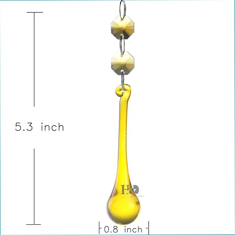 20*80 мм украшения дома воды Daop бусины 10 шт. желтые кристаллы части для люстры свадебные принадлежности