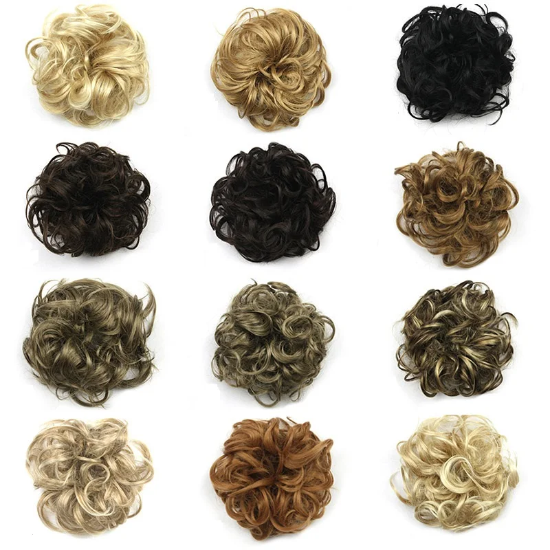 

Women Tiara Satin Curly Messy Wavy Hair Bun Extension Elastic Hair Tie Hairpiece Wig Hair Bands Fashion Hair Scrunchie