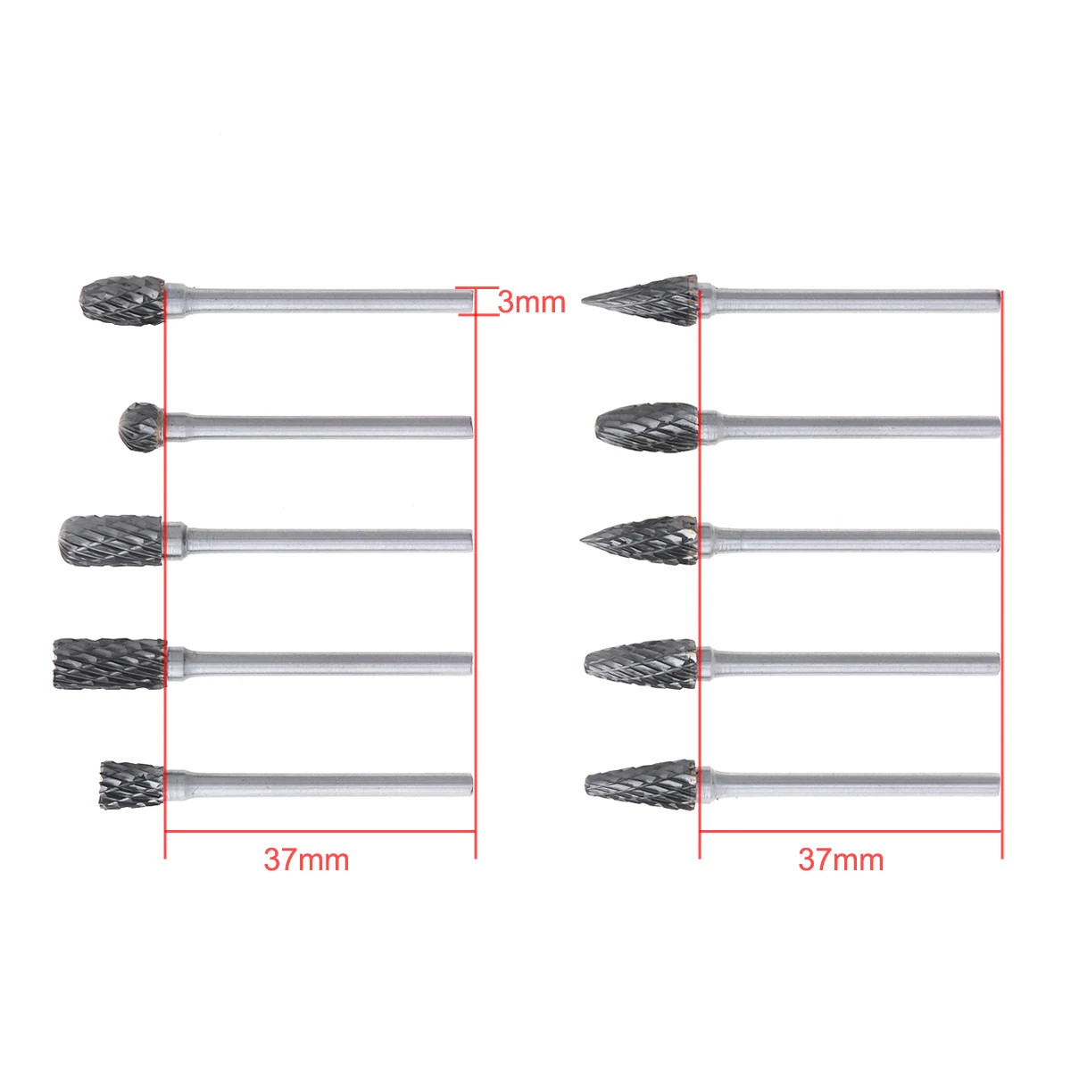 10 шт. 3x6 мм Карбид роторный файл Вольфрам с пластиковой коробкой для полировки/резьбы/полировки