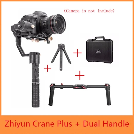 Zhiyun Crane Plus 3-осевая 3-осевой Карманный стабилизатор для всех моделей DSLR беззеркальных Canon 5D2/5D3/5D4 компактная цифровая однообъективная зеркальная Камера - Цвет: Plus w Dual Handle