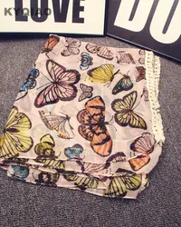 Kyqiao дизайнер хиджаб шарф женский на осень-зиму бренд Бабочка печати шарфы подарки на день рождения накидкой подарки на день рождения