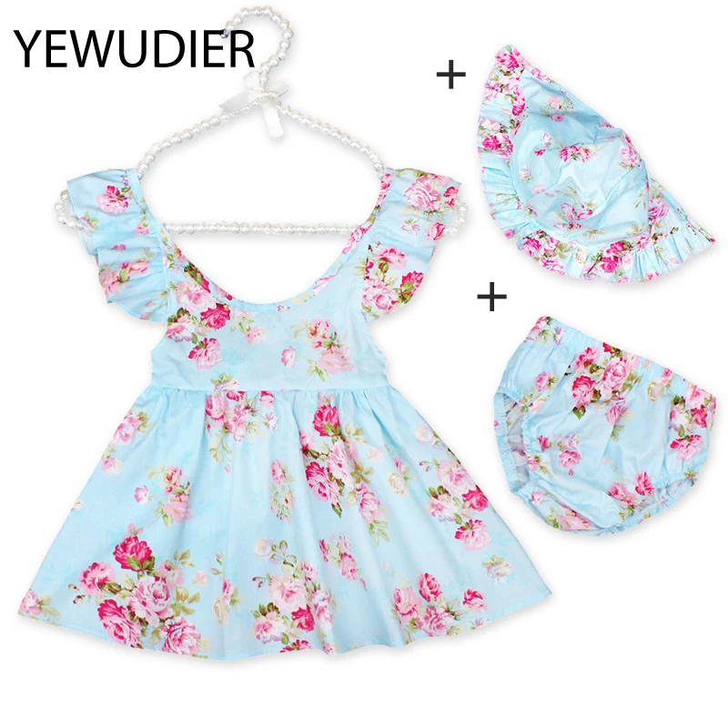YEWUDIER Fashion Cute Floral girl baby clothing dress set sleeveless ruffle tutu kids toddler clothes outfits with shorts hat YEWUDIER Fashion Cute Floral girl baby clothing dress set sleeveless ruffle tutu kids toddler clothes outfits with shorts hat