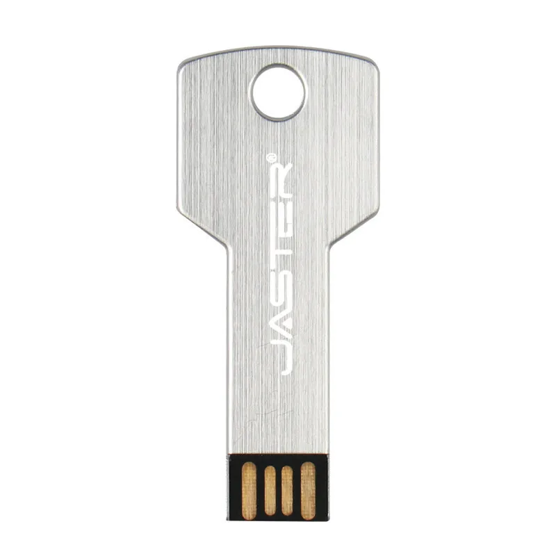 JASTER Металлический Ключ форма USB флэш-накопитель карта памяти брелок Флешка 4 ГБ 8 ГБ 16 ГБ 32 ГБ 64 ГБ U диск подарок(более 10 шт. бесплатный логотип - Цвет: Silver