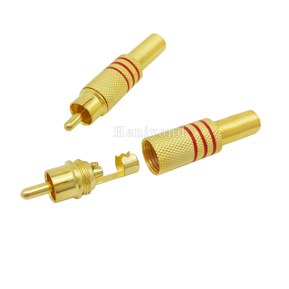 10PCS RCA Connector Male jack Plug AV Plugs for PC Audio Vedio Welding DIY Parts Gold Red Metal Spring 10PCS RCA Connector Male jack Plug AV Plugs for PC Audio Vedio Welding DIY Parts Gold Red Metal Spring