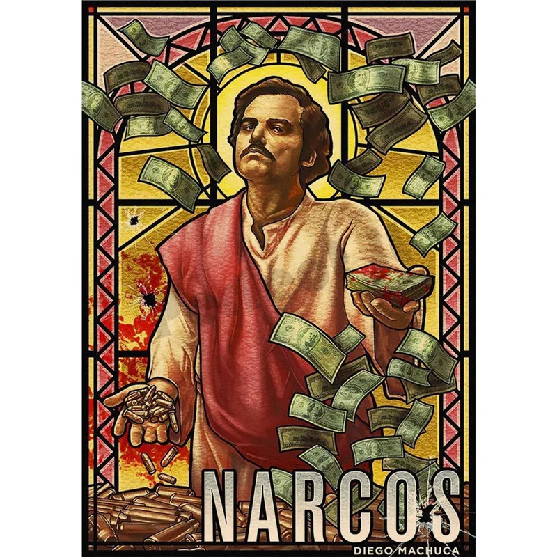 Narcos украшение для домашнего интерьера Крафт Фильм плакат рисунок core наклейки на стену - Цвет: Зеленый
