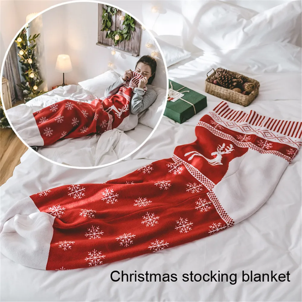 Red Deer Christmas Stockings Children Adult Sleeping Bag Knitted Thread