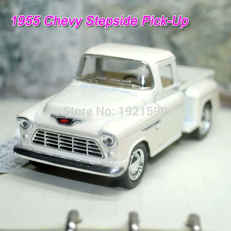 YJ KT 1/32 Scale, игрушки для автомобиля с оттягиванием, США 1955, Chevy Stepside, пикап, литая металлическая модель автомобиля, игрушка для подарка/коллекции/детей