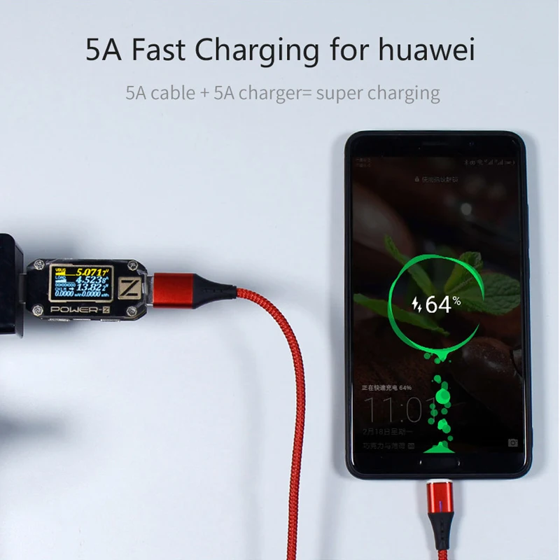 Rosinop 5A Super Charge Magnetic Cable For huawei p30 pro p20 USB Type C Cable For huawei mate 20 9 10 manyetik sarj kablosu