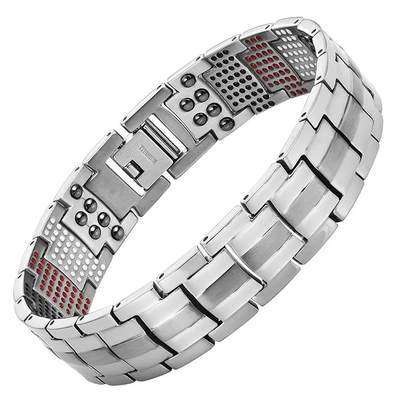 Vivari Мужской Магнитный браслет для здоровья для мужчин посеребренный чистый титановый браслет магнитный Ион Германий Far Infar красные браслеты - Окраска металла: EMBT014S