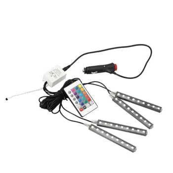 

4 * 9 LED Interior Atmosphere Light Car Interior Lights Automotive Environment Colored Remote Lights RGB Interior Lighting
