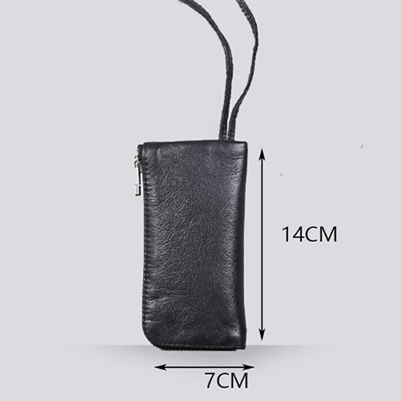 AETOO кожаный бумажник ручной работы из воловьей кожи для ключей - Цвет: Черный