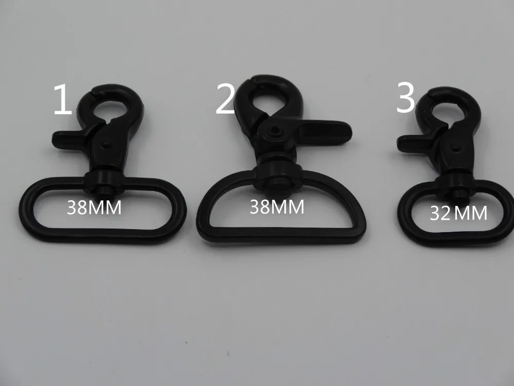For 25mm 38mm webbing 5pcs black silver swivel clips snap hook spring