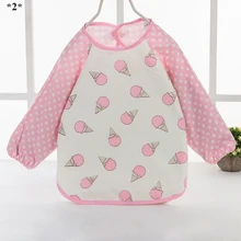 Бандана, детские нагрудники для мальчиков и девочек от 0 до 3 лет, непромокаемый нагрудник с длинными рукавами и рисунком, одежда для кормления, детские вещи для новорожденных