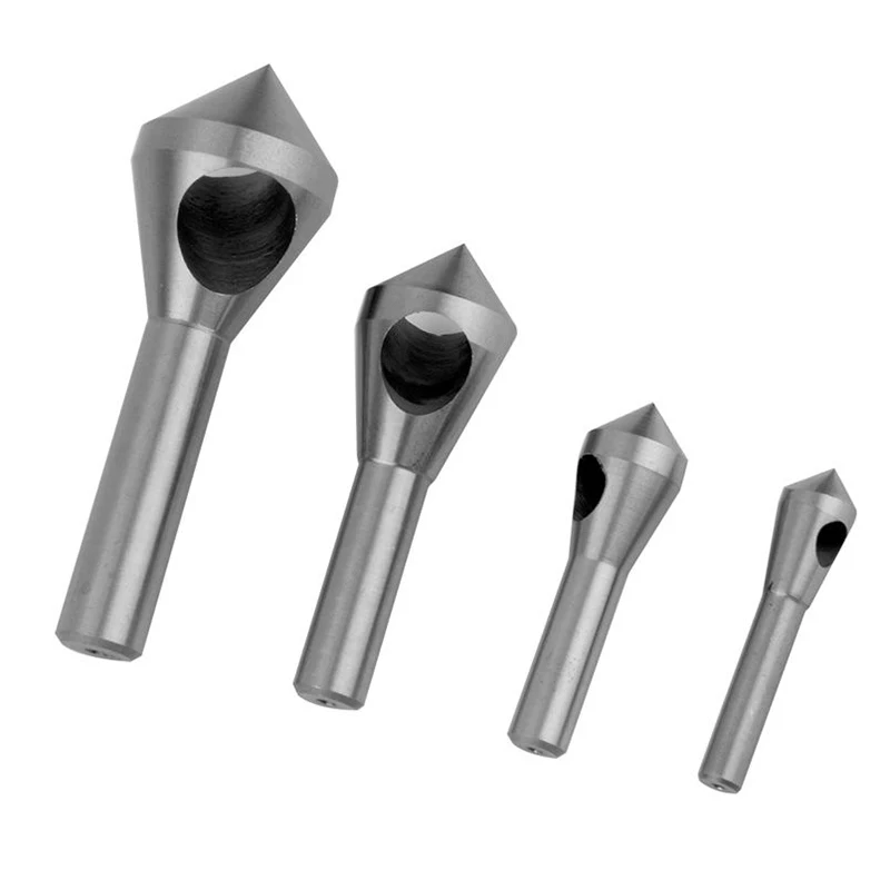 

4pcs Chamfer Countersink Deburring Drill Bit Set Crosshole Cutting Metal Tool