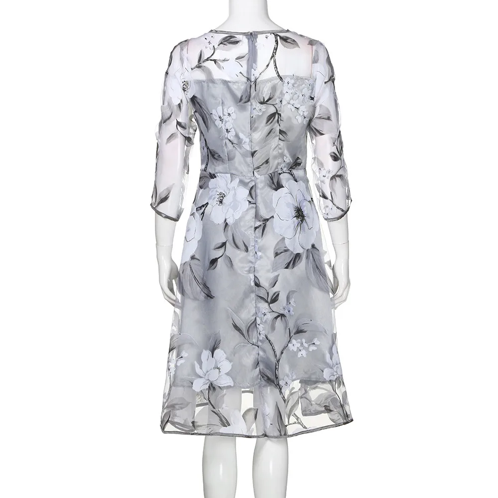 Cute Dress Women Floral Print Sexy Dress 34 Sleeve Dress Elegant Daily Party Dresses Vestido De Festa Dropshipping #F#40AT30 (11)