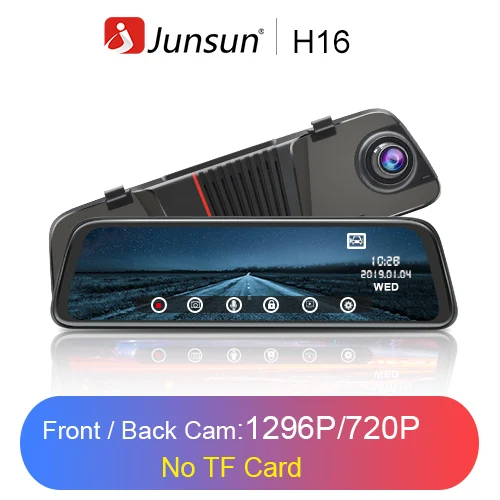 Junsun 1" ips сенсорный экран 2.5D FHD 1080P Автомобильный видеорегистратор поток зеркало заднего вида тире камера двойной объектив ночное видение парковочный монитор - Название цвета: H16