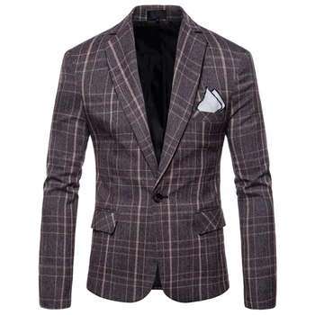 

Casual Blazer Men Plus Size Xxxl Vintage Slim Fit Plaid Blazer Masculino Veste Costume Homme Stage Wear Mens Tweed Jacket 6X01