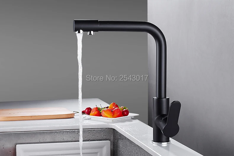 GIZERO питьевой воды кран поворотный 360 градусов черный цвет горячей и холодной Кухня фильтр воды смесителя ZR387