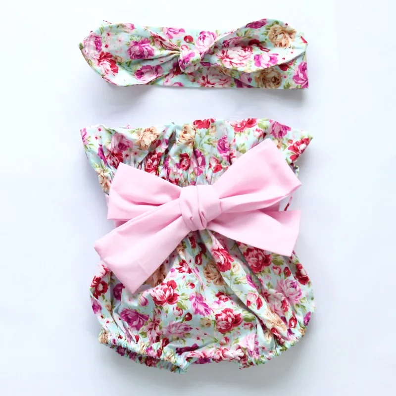 2015New arrival baby toddler summer boutiques baby girls vintage floral ruffle neck romper cloth with bow knot shorts headband HTB1AO eMpXXXXbFXFXXq6xXFXXXS - 2015New arrival baby toddler summer boutiques baby girls vintage floral ruffle neck romper cloth with bow knot shorts headband