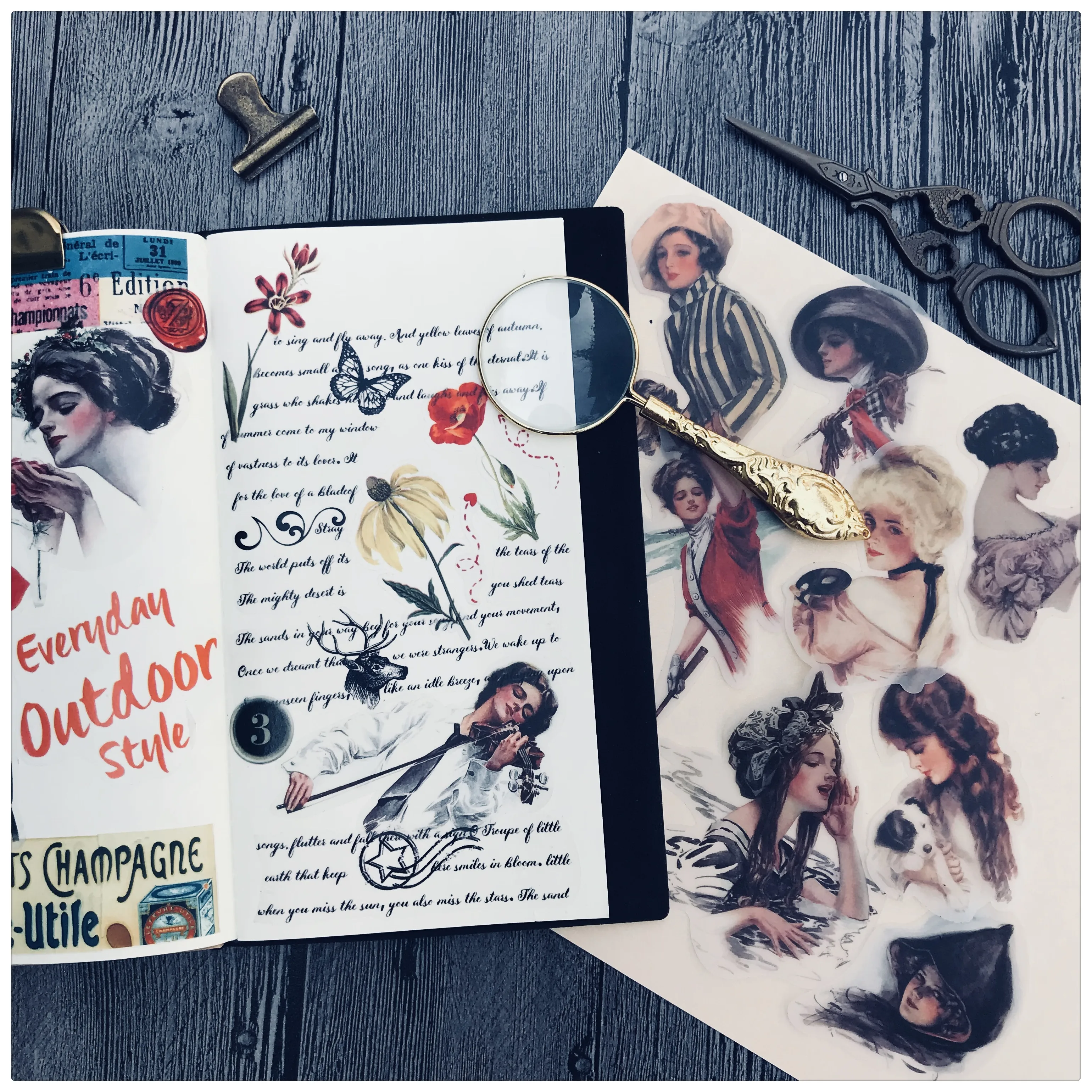 

30pcs Literary girl Retro culture decoration stationery sticker diy diary scrapbooking label sticker stationery