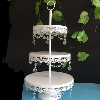 

white cake stand metal iron crystal pendant cupcake stand wedding party decoration supplier baking cake accessory tools