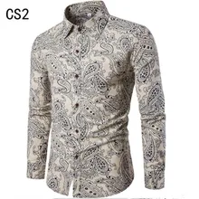 Весна/Лето мужская одежда рубашка с длинным рукавом и цветочным принтом Новая модная Повседневная рубашка с длинным рукавом для джентльменов
