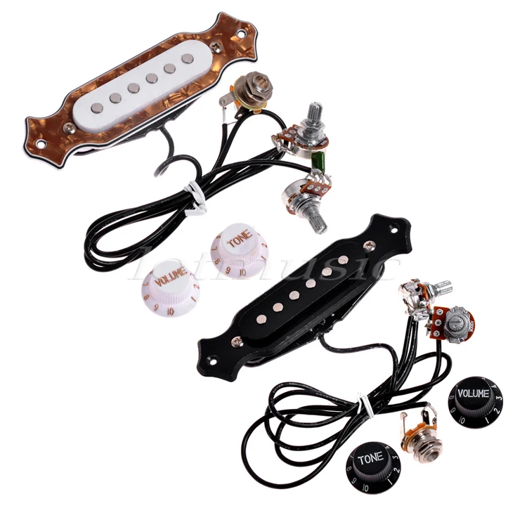 2* Guitar Pre Wired Pickup Set Up Pots Knobs Jacks Folk Acoustic