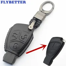 FLYBETTER натуральный кожаный брелок 3 кнопки Автозапуск корпус умного ключа Крышка для Benz E280/W220/S320/S350 L362