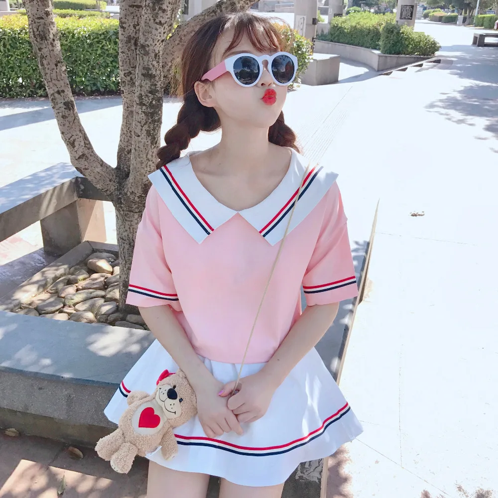 Японская школьная форма для девочек, матросские Топы+ юбка в морском стиле, одежда для девочек, большие размеры, Lala, костюмы для болельщиц