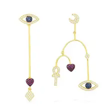 Janekelly несоответствие Роскошные модные сглаза кубического циркония Свадебная вечеринка серьги-кольца, модные ювелирные украшения для женщин