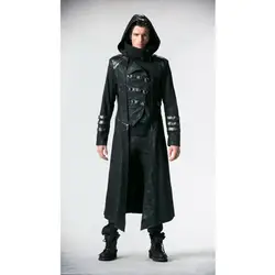 Панк Rave Модные мужские панк Streampunk Visual Kei Готический длинный и короткий жакет пальто толстовка с капюшоном Y364