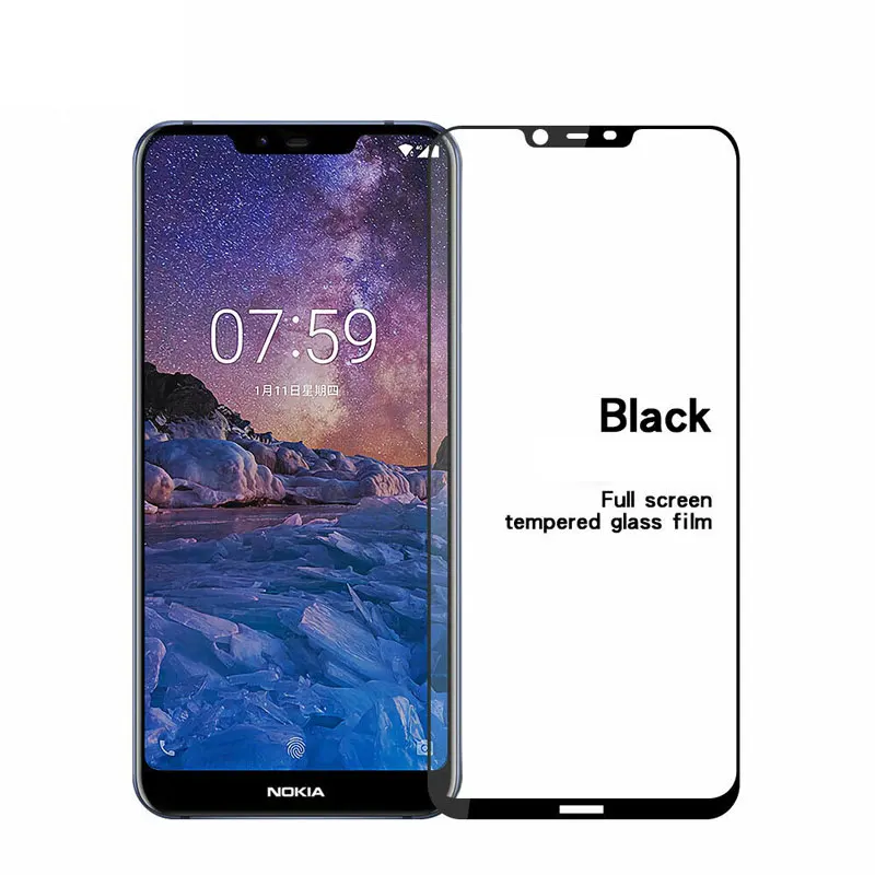 

Full Cover Tempered Glass for Nokia 8.1 Plus 6 8 7 Plus X6 X5 Plus 2 5 2018 HD Screen Protector Thin Toughened Film Glass 2.5D