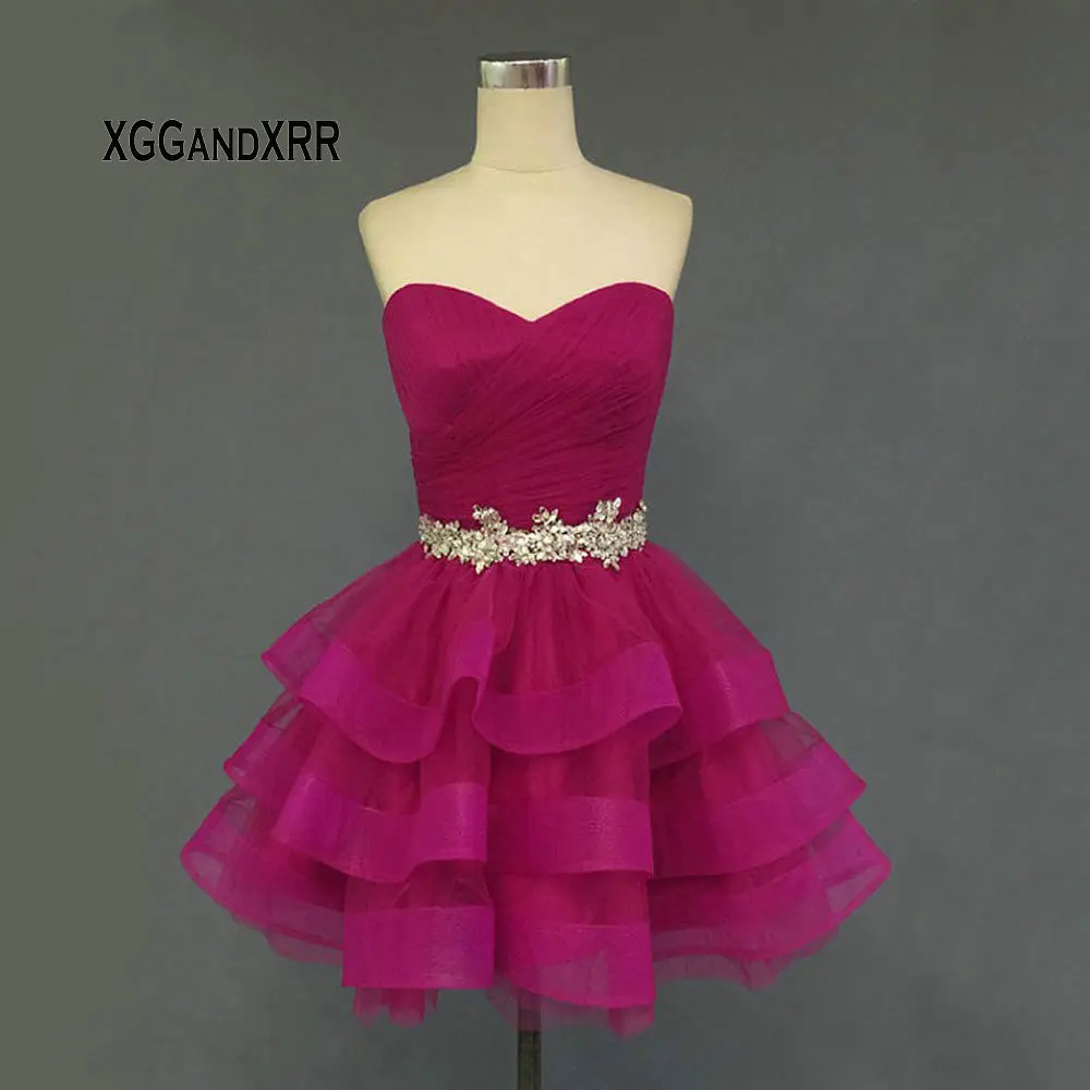 

Sexy Sweetheart Lace Up Homecoming Dresses 2019 Off Shoulder 8th Grade Graduation Fuchsia Short Prom Party Dresses Custom Made