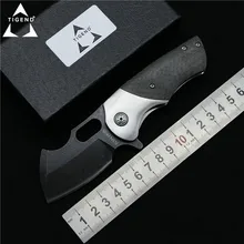 TIGEND tank Flipper folding font b knife b font DC53 blade CF wood steel handle camp