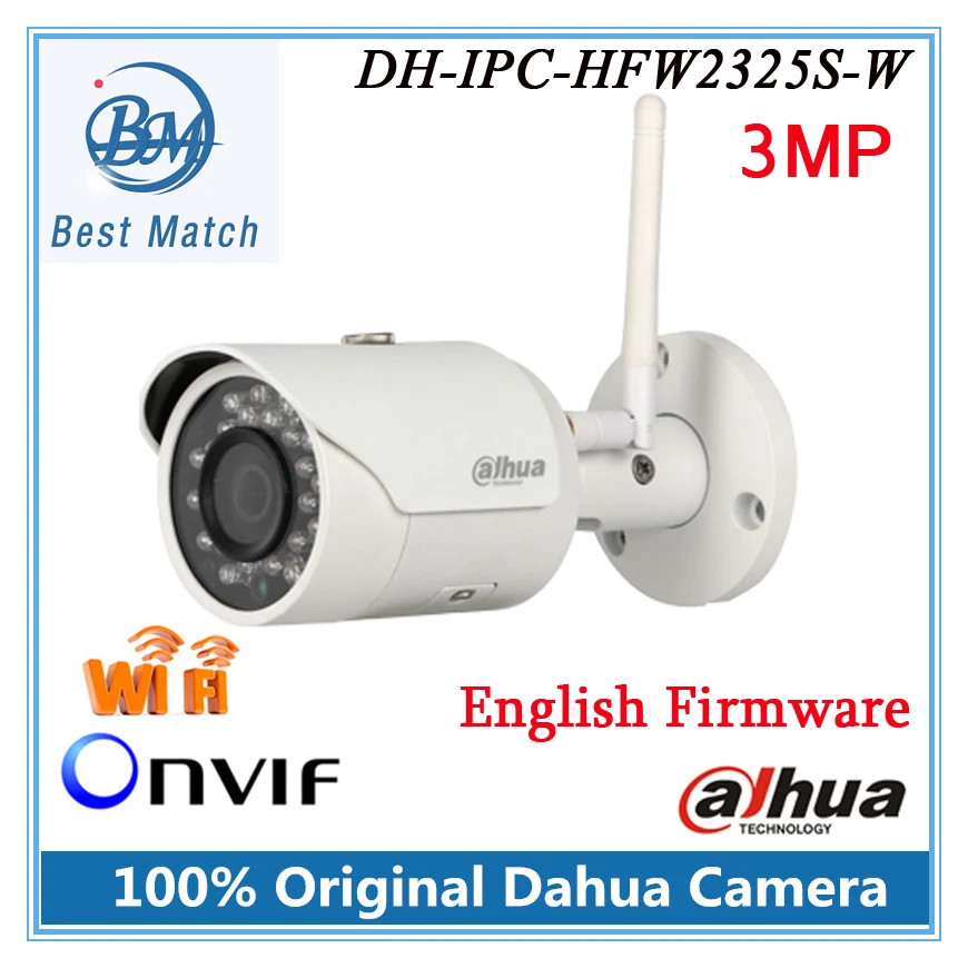 Dahua IPC-HFW2325S-W 3MP IR50M IP67 with SD Card slot Support Wifi Network outdoor WIFI Camera IP Camera English Firmware