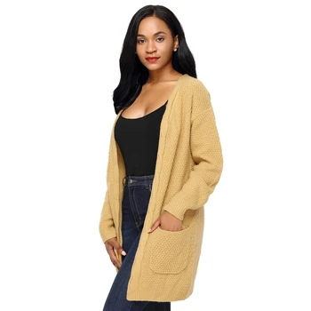 

Women Autumn Winter Long Sleeve Knitted Cardigan Thick Warm Pocket Jacket Sweater Female Loose Casual Coat Cardigan AA11913