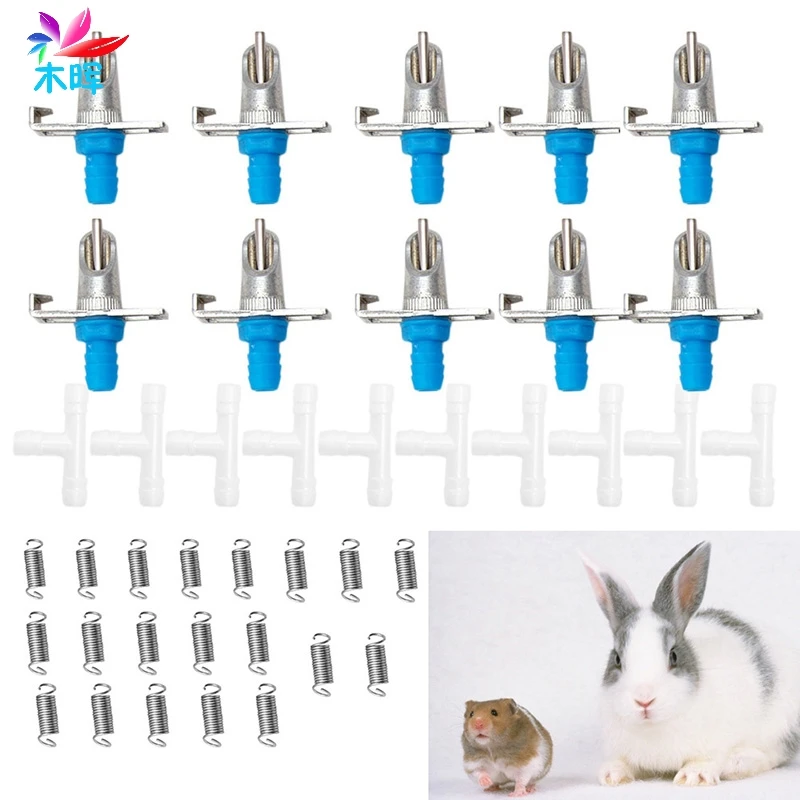 

New Automatic Nipple Feeder Water Drinking Trough Waterer Rabbit Rodents 5/10Pcs MAR21_10