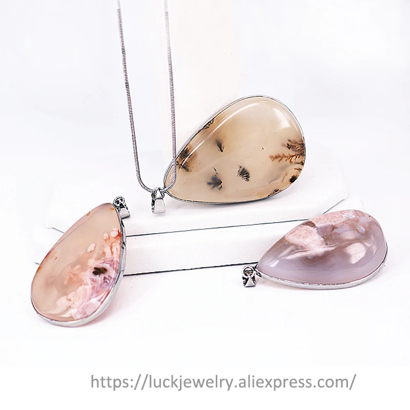 

3pcs/lot Luck Jewel Natural Onyx Necklace Peach Blossom Long Chain Lovers Women Jewelry Wholesale Gem Stone Premium Vintage Gift
